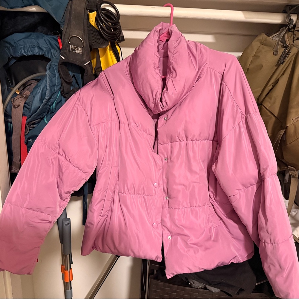 Free People pink Puffer Jacket